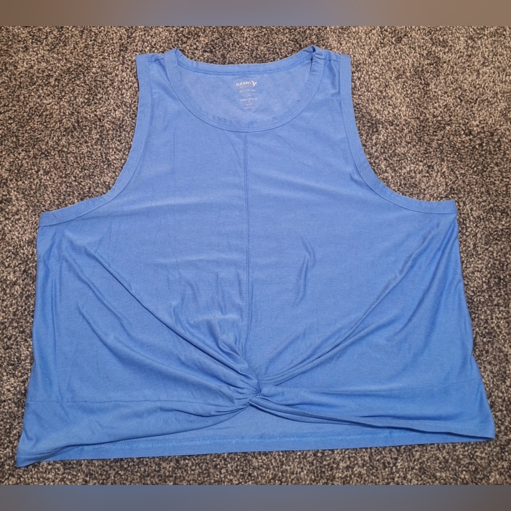 Lrg Old Navy Blue Crop Tie Front